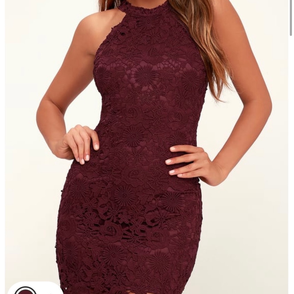 Lulu’s Love Poem Burgundy Lace Mini Dress